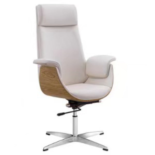 Ergonomic Faux Leather Desk Chair Swivel Padded Arms Chair with Wheels