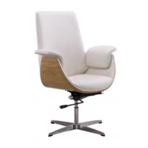 Ergonomic Faux Leather Desk Chair Swivel Padded Arms Chair with Wheels