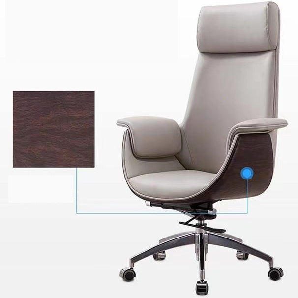 Ergonomic Faux Leather Desk Chair Swivel Padded Arms Chair with Wheels