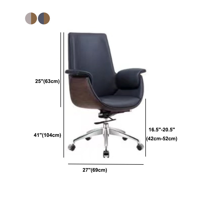 Ergonomic Faux Leather Desk Chair Swivel Padded Arms Chair with Wheels