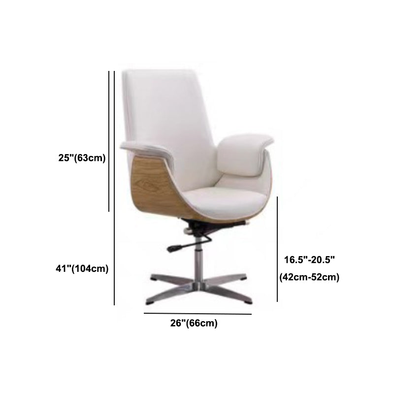 Ergonomic Faux Leather Desk Chair Swivel Padded Arms Chair with Wheels