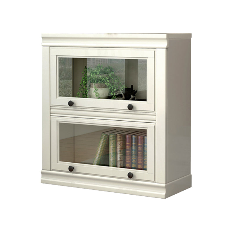 Modern Style White Bookshelf Metal Closed Back Bookcase with Door for Office