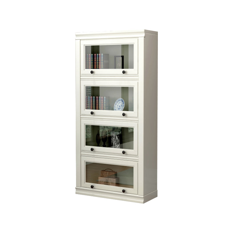 Modern Style White Bookshelf Metal Closed Back Bookcase with Door for Office