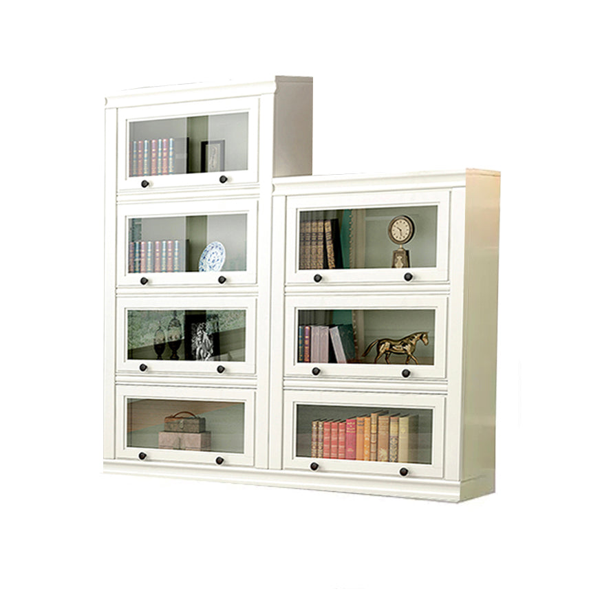 Modern Style White Bookshelf Metal Closed Back Bookcase with Door for Office