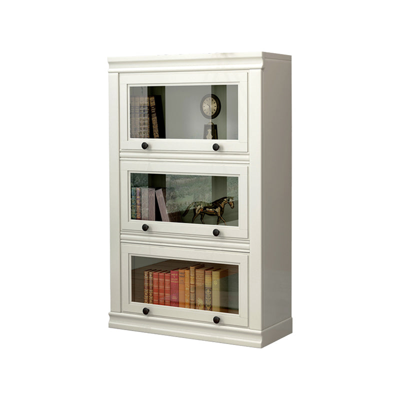 Modern Style White Bookshelf Metal Closed Back Bookcase with Door for Office