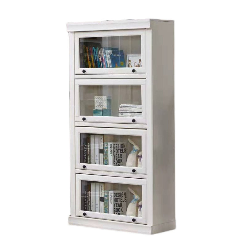 Modern Style White Bookshelf Metal Closed Back Bookcase with Door for Office