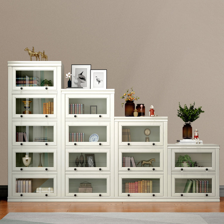 Modern Style White Bookshelf Metal Closed Back Bookcase with Door for Office