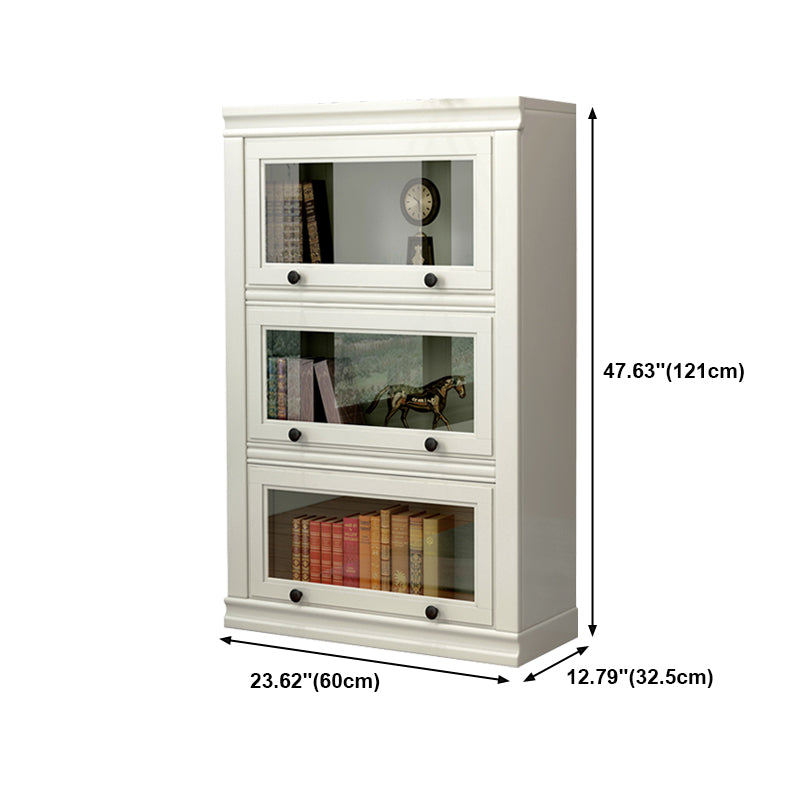 Modern Style White Bookshelf Metal Closed Back Bookcase with Door for Office