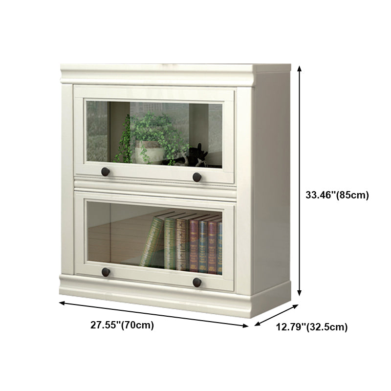 Modern Style White Bookshelf Metal Closed Back Bookcase with Door for Office