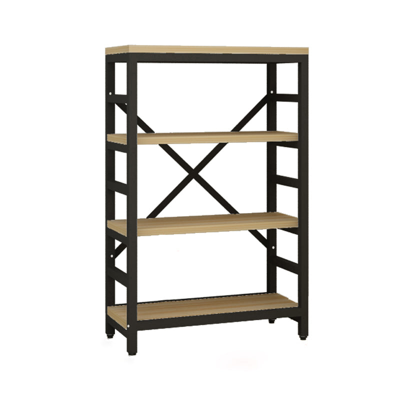 Modern Style Bookshelf Black Metal Frame Open Back Bookcase for Office