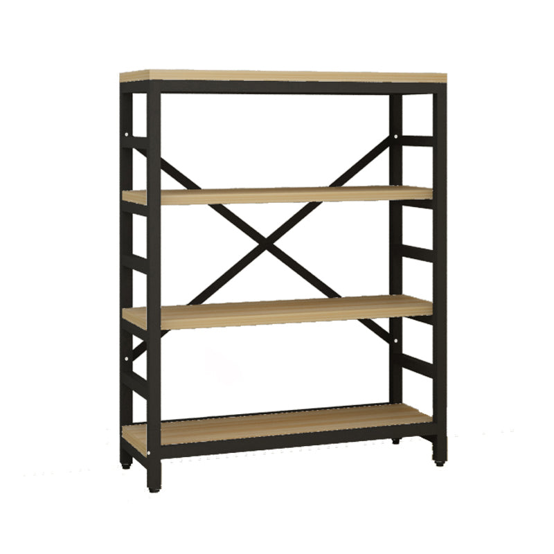 Modern Style Bookshelf Black Metal Frame Open Back Bookcase for Office