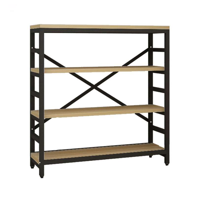 Modern Style Bookshelf Black Metal Frame Open Back Bookcase for Office