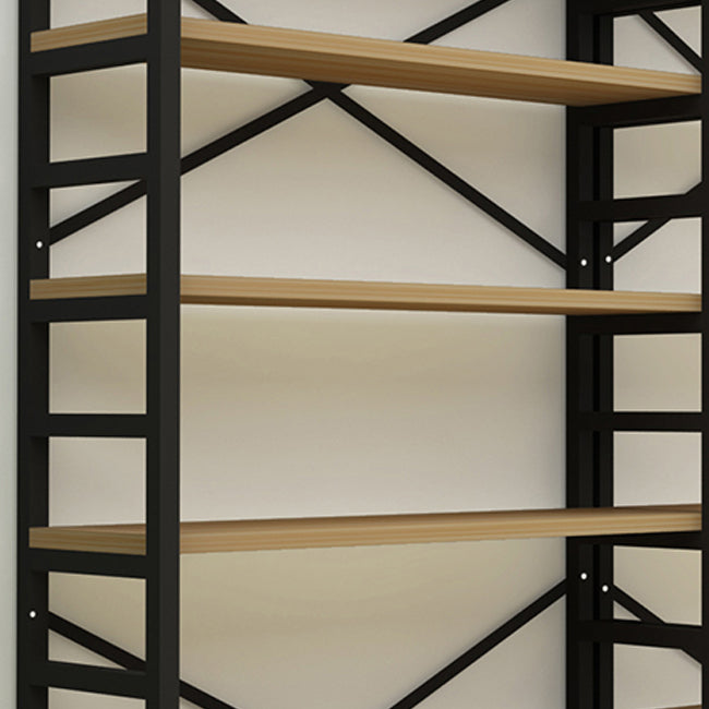 Modern Style Bookshelf Black Metal Frame Open Back Bookcase for Office