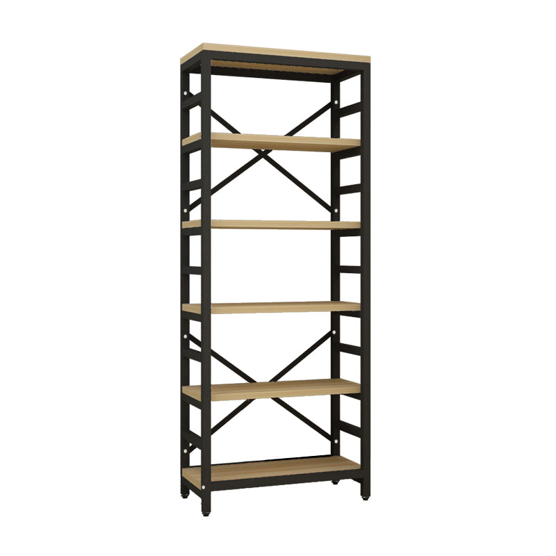 Modern Style Bookshelf Black Metal Frame Open Back Bookcase for Office