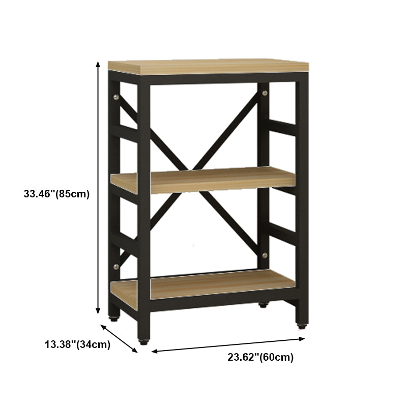 Modern Style Bookshelf Black Metal Frame Open Back Bookcase for Office