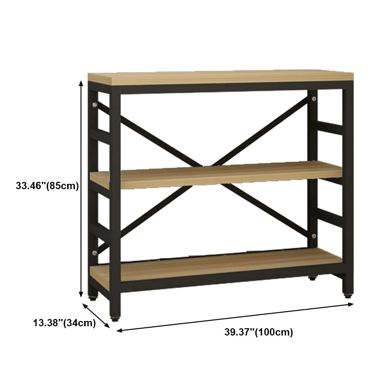 Modern Style Bookshelf Black Metal Frame Open Back Bookcase for Office