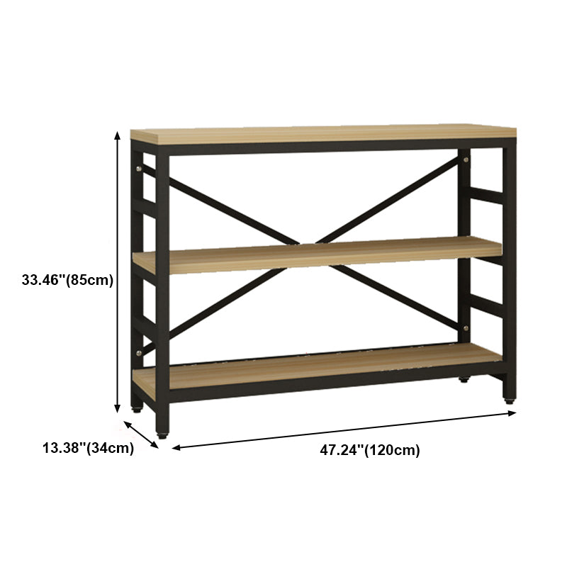 Modern Style Bookshelf Black Metal Frame Open Back Bookcase for Office