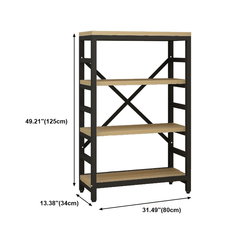 Modern Style Bookshelf Black Metal Frame Open Back Bookcase for Office