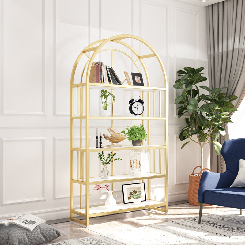 Modern Style Bookcase Metal Open Back Etagere Bookshelf for Home Office