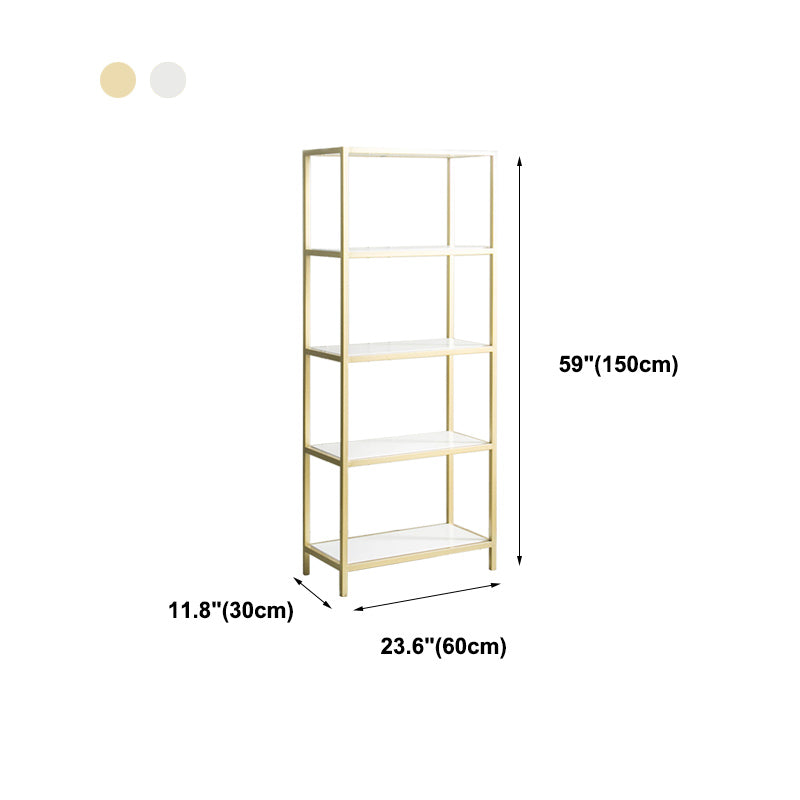 Modern Style Bookcase Metal Open Back Etagere Bookshelf for Home Office