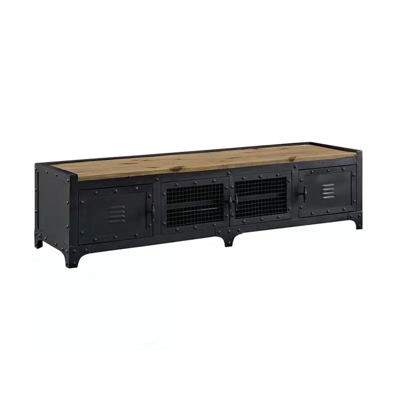 17.72"H TV Stand Industrial Style Enclosed Storage TV Console with 4 Doors