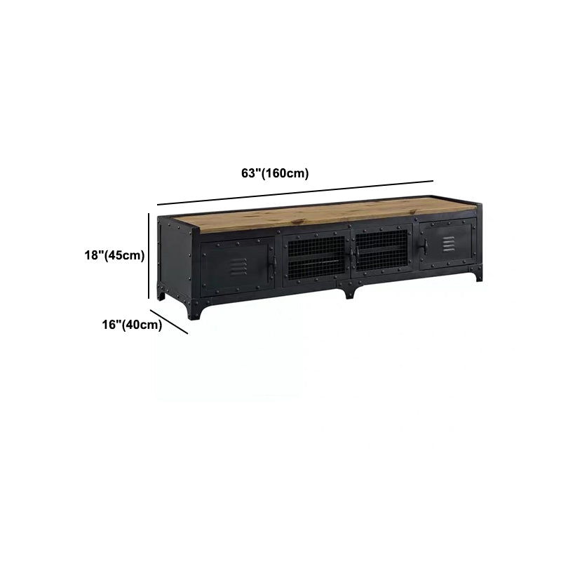 17.72"H TV Stand Industrial Style Enclosed Storage TV Console with 4 Doors