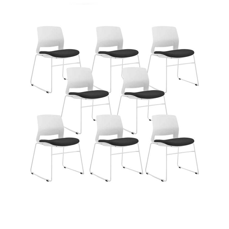 Plastic Low Back Conference Chair Modern Steel Frame Armless Chair