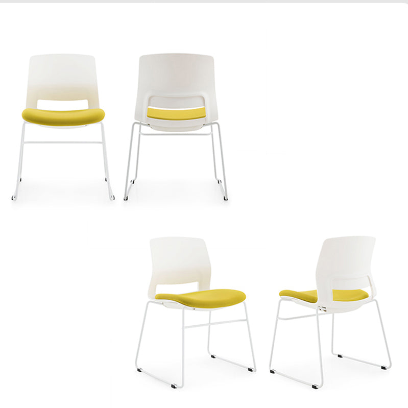 Plastic Low Back Conference Chair Modern Steel Frame Armless Chair