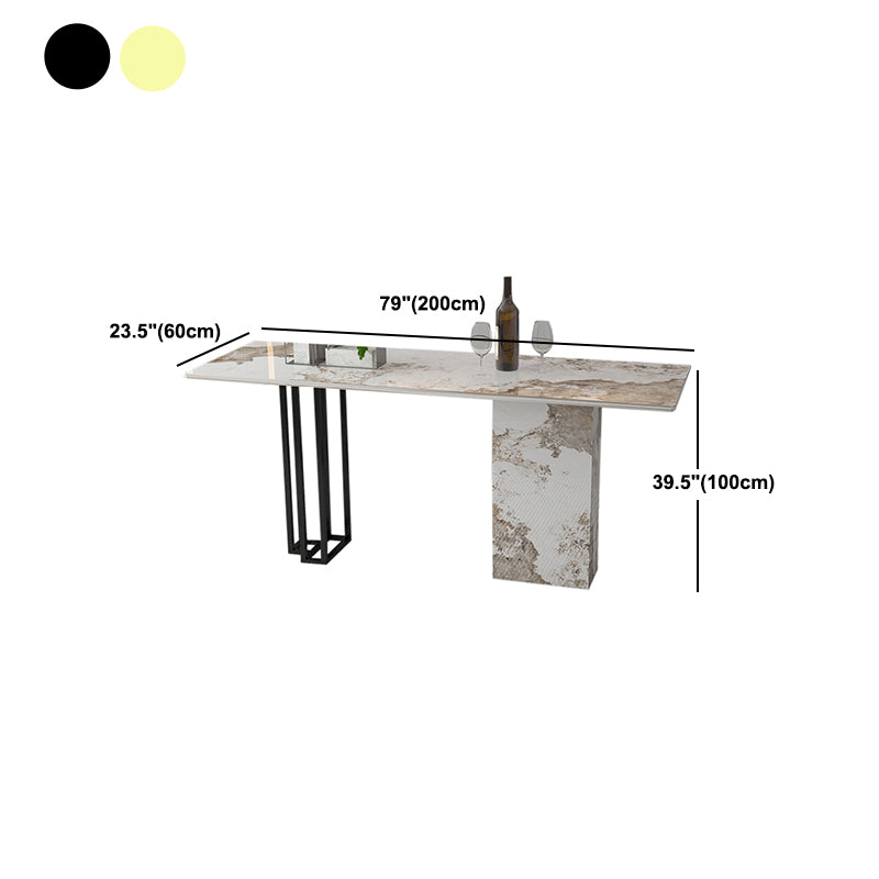 White Stone Top Bar Table Traditional Luxury Bar Dining Table with Sled Base