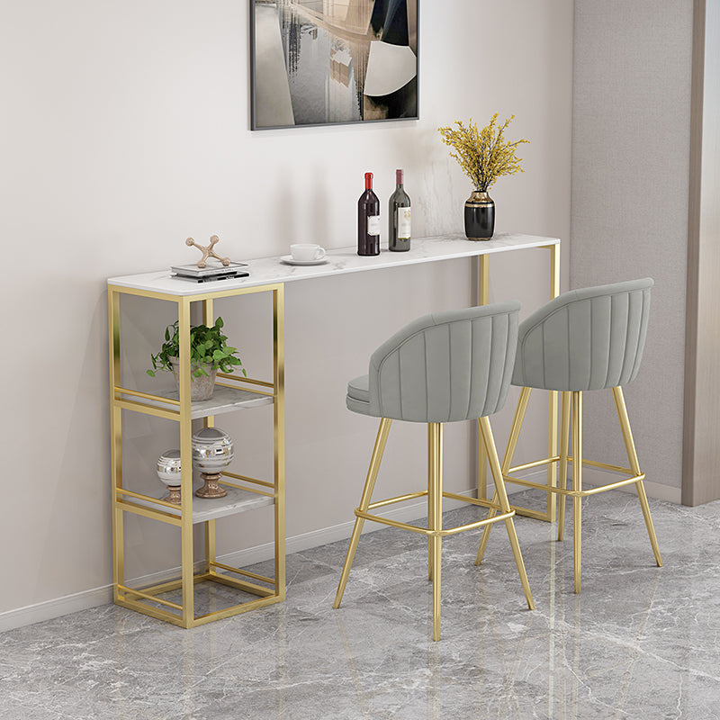 Rectangle Bar Dining Table Contemporary Bar Dining Table with Gold Trestle Base