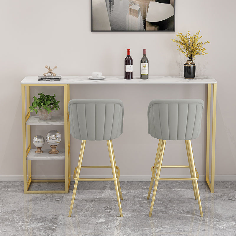 Rectangle Bar Dining Table Contemporary Bar Dining Table with Gold Trestle Base