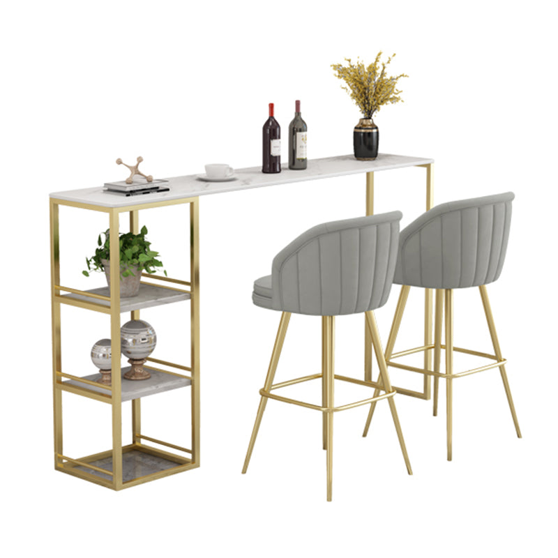 Rectangle Bar Dining Table Contemporary Bar Dining Table with Gold Trestle Base