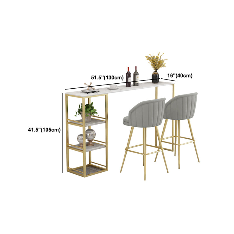 Rectangle Bar Dining Table Contemporary Bar Dining Table with Gold Trestle Base