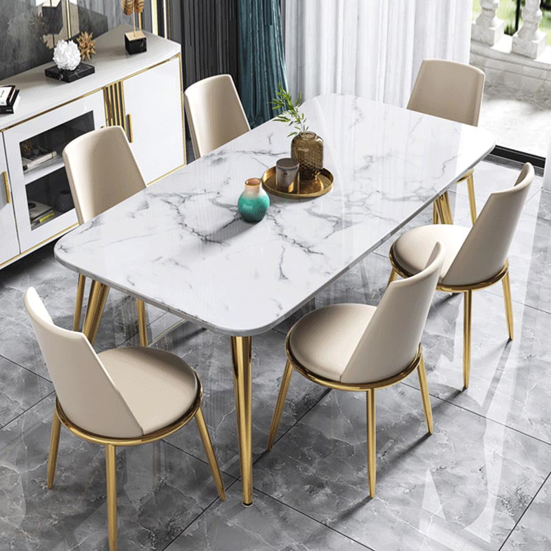 Glam Dining Side Chair Upholstered Side Chair with Gold Legs for Dining Room