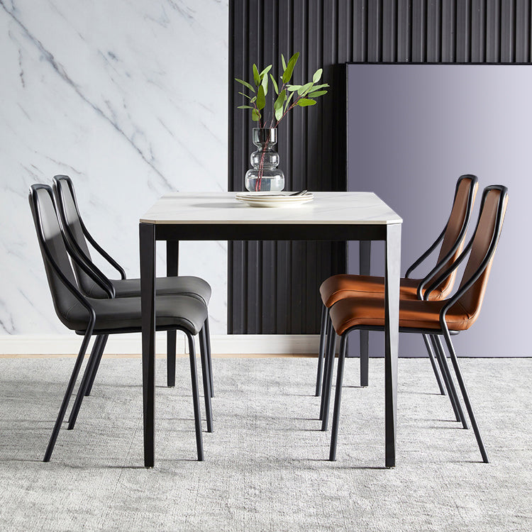 Leather Dining Chair Industrial Armless Dining Chair for Dining Room