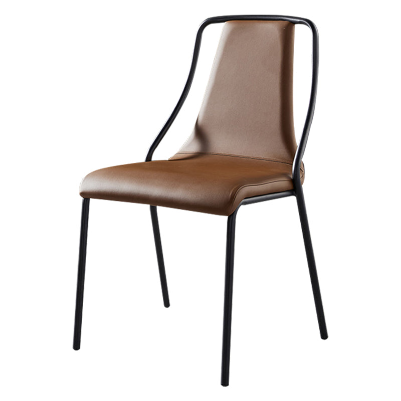 Leather Dining Chair Industrial Armless Dining Chair for Dining Room