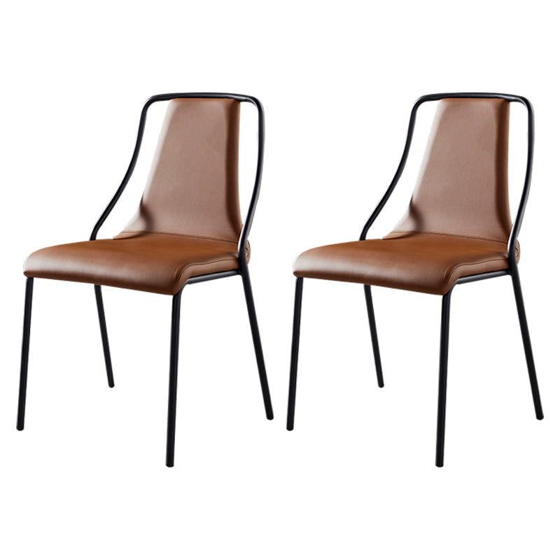 Leather Dining Chair Industrial Armless Dining Chair for Dining Room