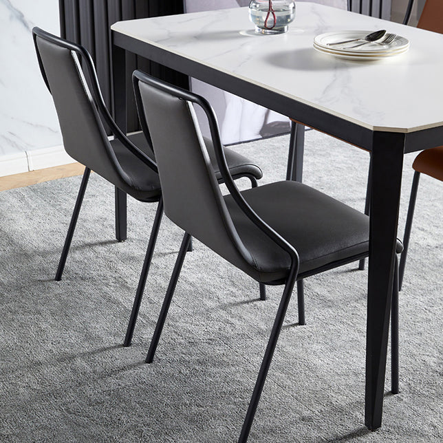 Leather Dining Chair Industrial Armless Dining Chair for Dining Room