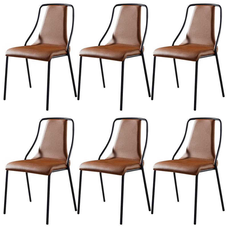 Leather Dining Chair Industrial Armless Dining Chair for Dining Room