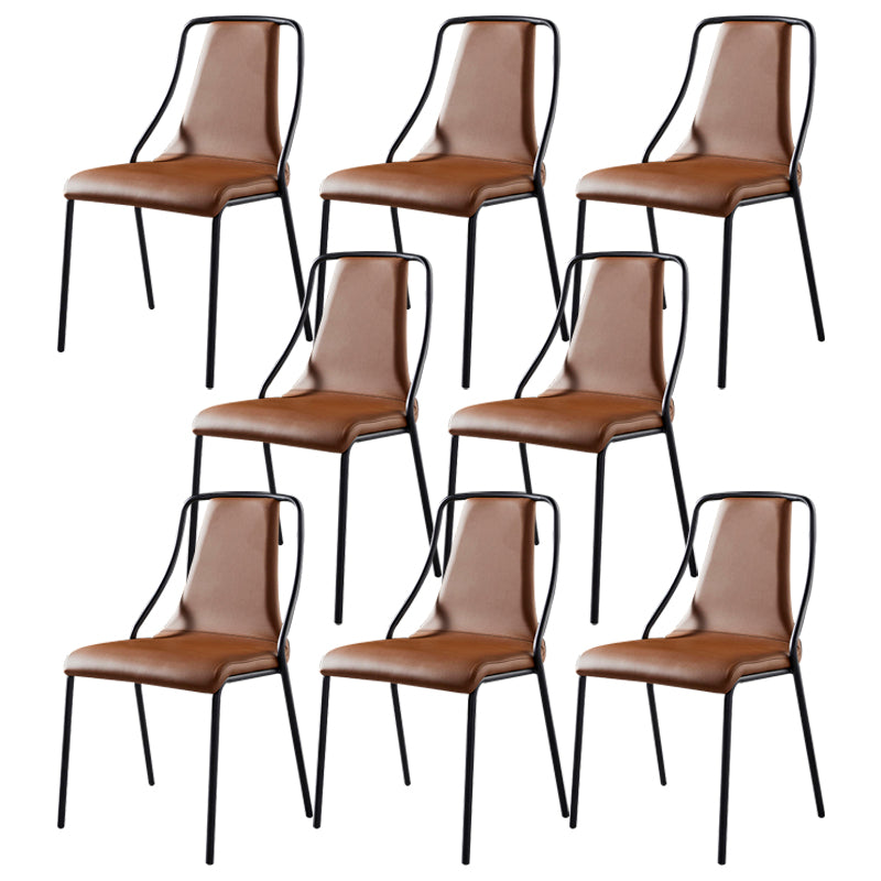 Leather Dining Chair Industrial Armless Dining Chair for Dining Room