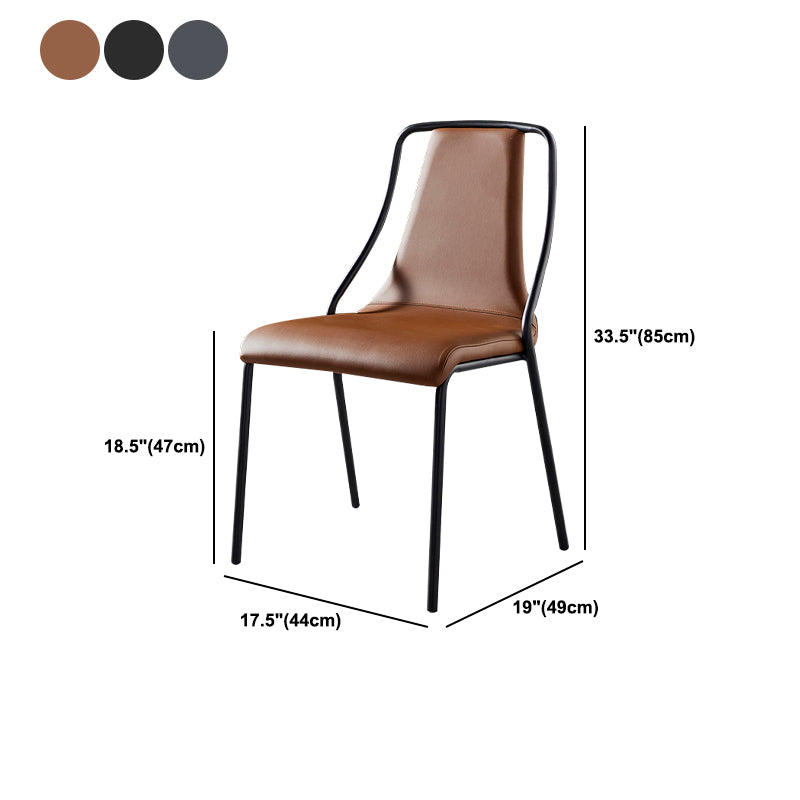 Leather Dining Chair Industrial Armless Dining Chair for Dining Room