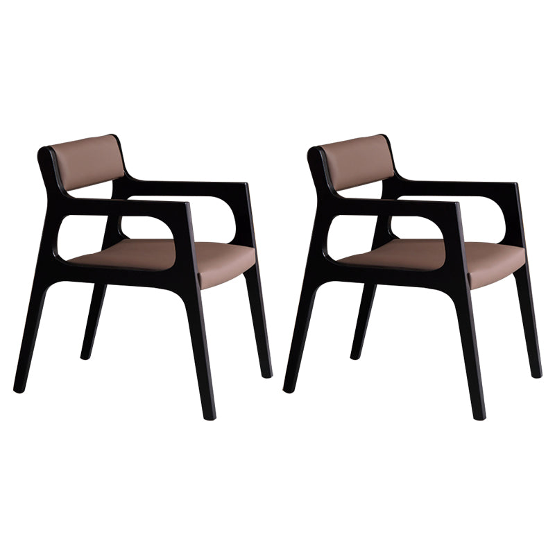 Modern Upholstered Dining Arm Chair Solid Wood Chair with Black Legs