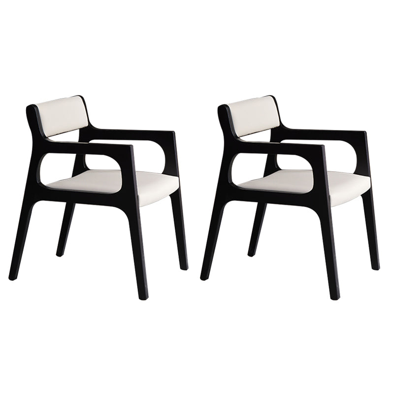 Modern Upholstered Dining Arm Chair Solid Wood Chair with Black Legs