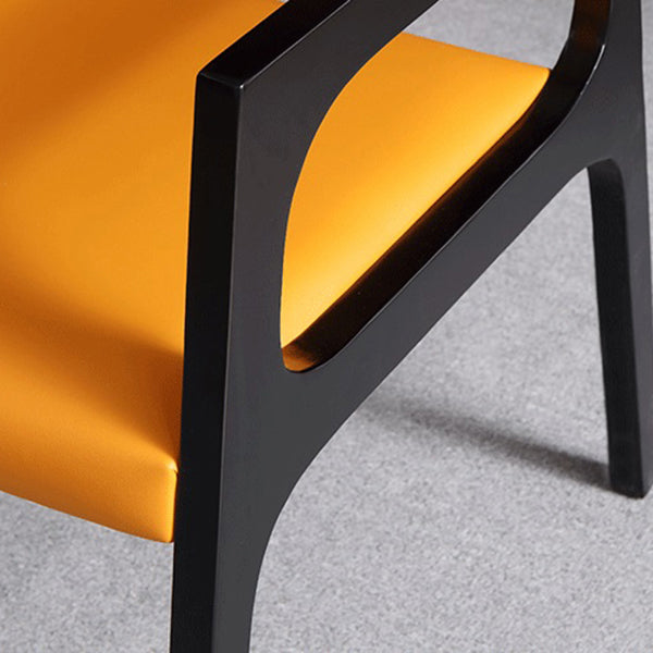 Modern Upholstered Dining Arm Chair Solid Wood Chair with Black Legs