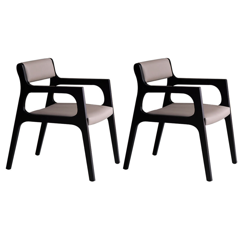 Modern Upholstered Dining Arm Chair Solid Wood Chair with Black Legs