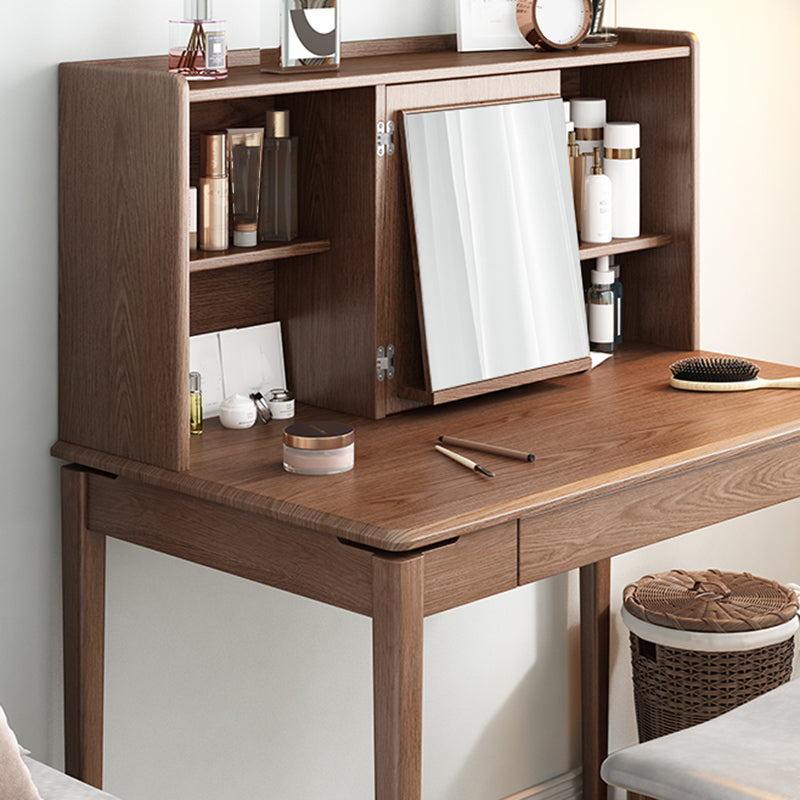 Traditional Vanity with Mirror, 48" Tall Vanity Set with Stool and Mirror