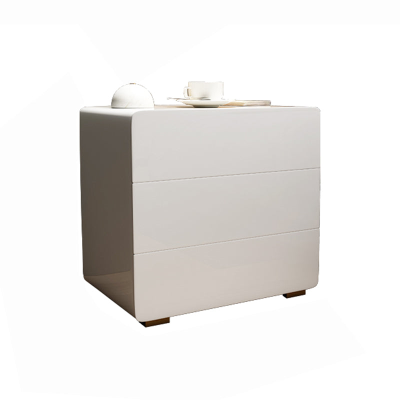 Modern Solid Wood Night Table with Drawers Included, Nightstand in White