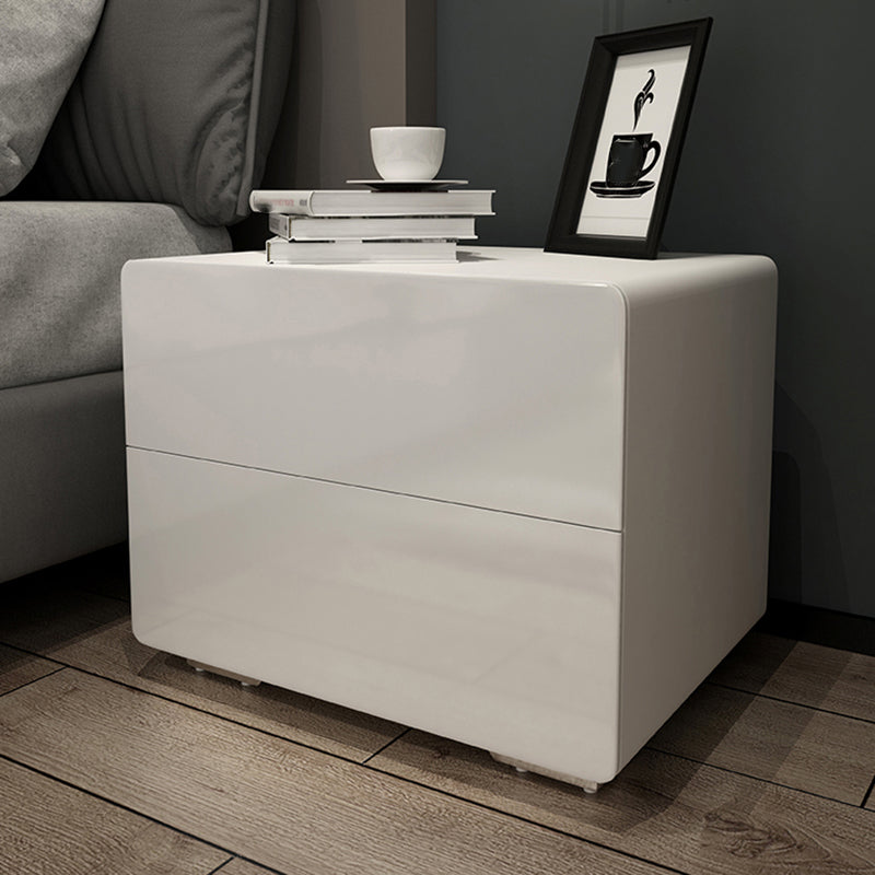 Modern Solid Wood Night Table with Drawers Included, Nightstand in White