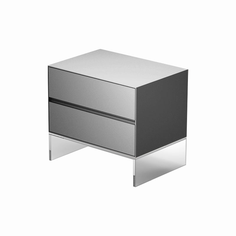 Contemporary Wood Nightstand 20-inch Tall 2-Drawer Night Table with Acrylic Base