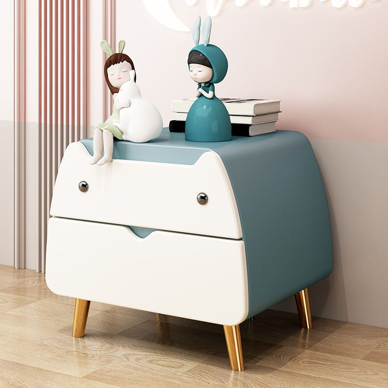 Nordic Cute 2-Drawer Nightstand 17.7"Tall Metal Night Table with 4 Legs